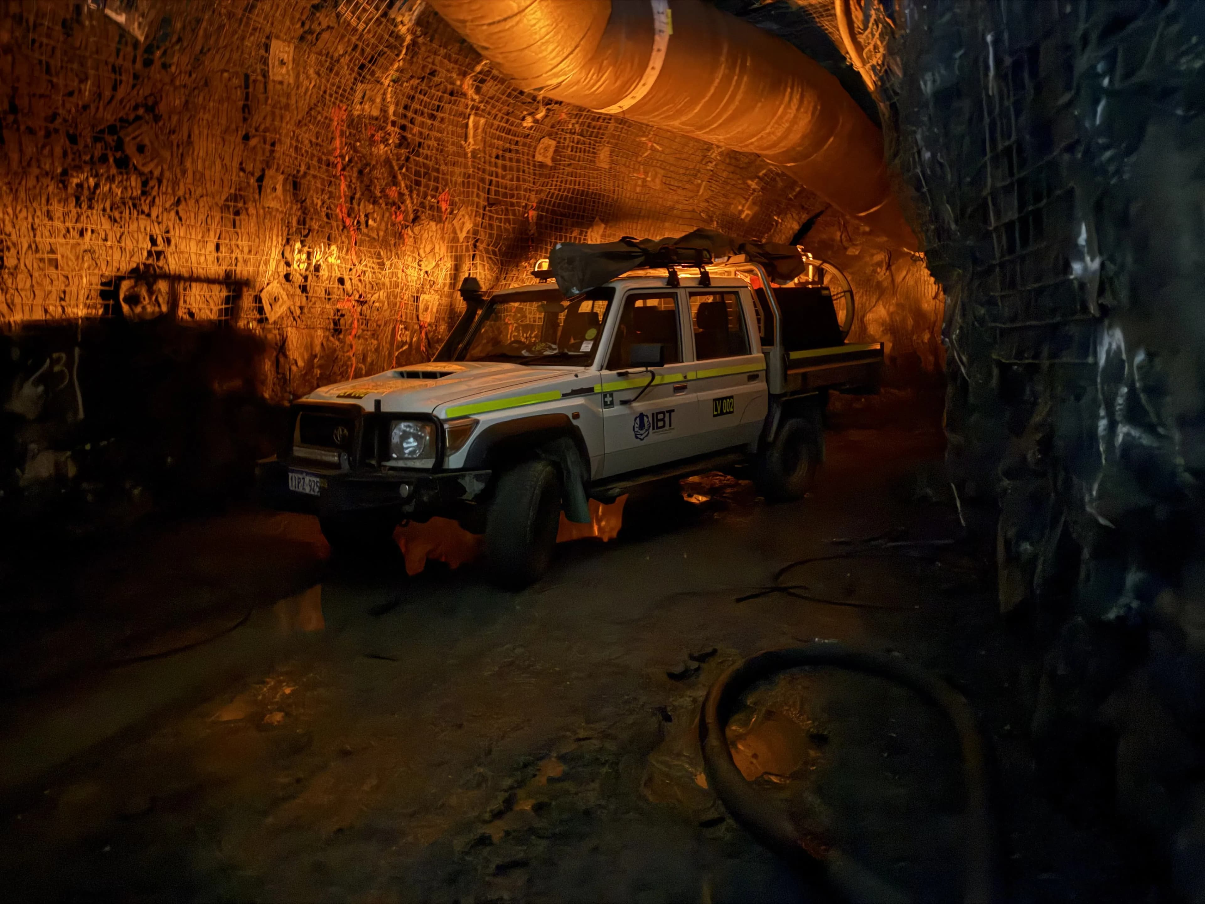 IBT underground-spec survey ute parked in a drive with survey equipment on board